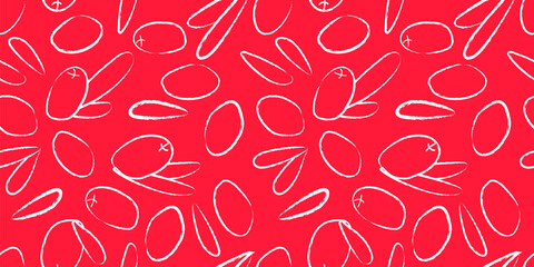 seamless pattern with forest berries in doodle style. contour and silhouettes of berries. Modern abstract design for packaging, paper, cover, fabric, interior decor and clothes