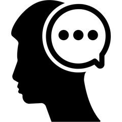 
A human head with chat bubble, concept of self communication
