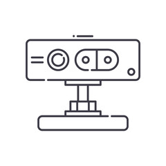 Fototapeta premium 3d sensor icon, linear isolated illustration, thin line vector, web design sign, outline concept symbol with editable stroke on white background.