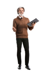 Senior psychologist on white background