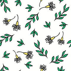Fototapeta premium Vector floral seamless pattern with exotic flowers. Simple illustration for wallpaper, wrapping paper, textile, surface design