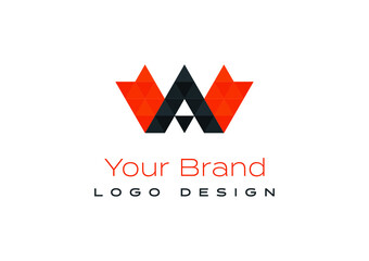 Geometric corporate or small business logo/brand design, A or AW.