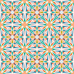 Geometric seamless pattern, abstract colorful background, fashion print with small shapes, vector texture for textile, fafric, wallpaper, wrapping paper.