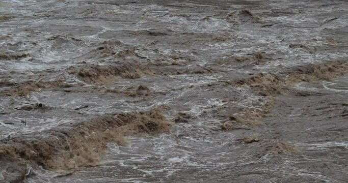 Cevenol storms, canyon of Herault, Occitanie, France. The river Herault and floods during the cevenol storms in September 2020