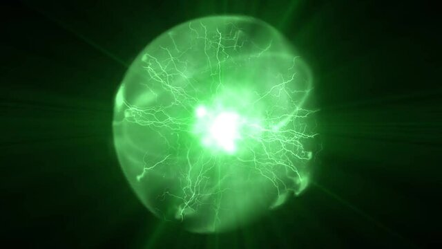Energy Power Ball Light Flare green Background footage Loop