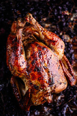 ROAST CHICKEN WITH PERSIMMONS AND SAGE.