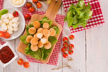 Fried Mozzarella cheese balls.