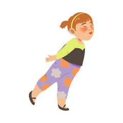 Shy Little Girl with Hairband Kissing Someone Vector Illustration