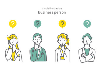 ビジネスパーソンのシンプルイラスト　シンプルな線画
