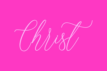 Christ Cursive Typography Light Pink Color Text On Dork Pink Background 