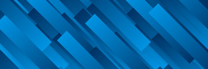 Obraz premium Blue stripes abstract background. Blue stripes vector banner template for social media, web sites. Rectangle shapes