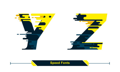 Alphabet Typography Font Color speed modern style in a set YZ