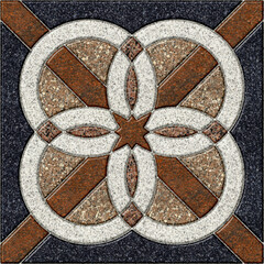 Floor decorative stone tiles with a pattern. Element for interior design from natural colored granite