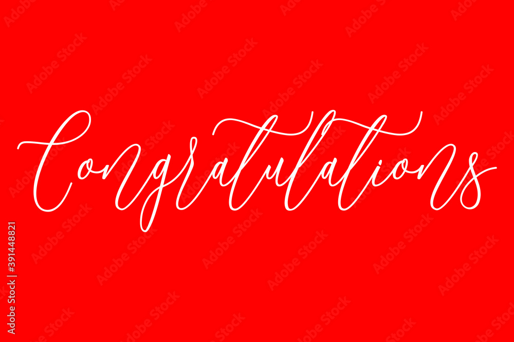 Fototapete congratulations cursive typography white color text on red background