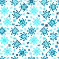 Seamless Christmas pattern with beautiful snowflakes and stars, winter background, decorative paper, suitable for gift wrap, wallpaper. Vector illustration.