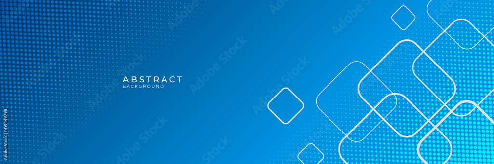 Poster minimal geometric background. dynamic blue shapes composition with white lines. abstract background 