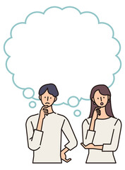 吹き出しのイラスト　考える夫婦