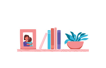 Bookshelves vector wall design for bestsellers in store, classroom, office, library, school, house interior.