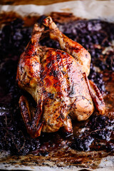 ROAST CHICKEN WITH PERSIMMONS AND SAGE.