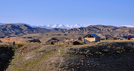 Dilapidated housing in rural areas in Kazakhstan