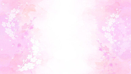 Fototapeta na wymiar 桜のシルエット（背景はカラフルなピンク系のパステルカラー） 