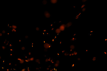 flame fire with sparks on black background