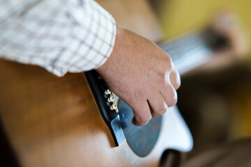 Guitar beautifully placed in the supine