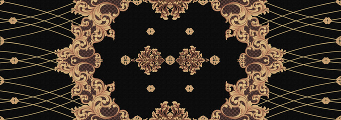 Fototapeta premium Decorated with elegant and luxurious patterns. Rococo, Baroque style, retro elements, invitation cards, textiles, wrapping paper and fabric design.