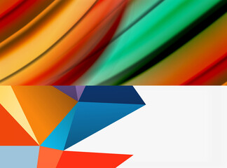 Set of modern minimal geometric abstract backgrounds. Vector illustrations for covers, banners, flyers and posters and other