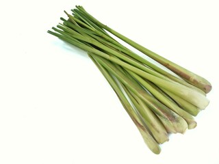 Lemongrass isolated on white, top view