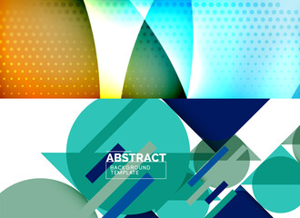 Set of two minimal geometric abstract backgrounds. Vector illustration for covers, banners, flyers and posters and other designs