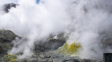 Close-up view of active andesitic stratovolcano Mount Io