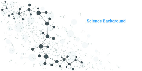 Structure molecule and communication. Dna, atom, neurons. Scientific concept for your design. Connected lines with dots. Medical, technology, chemistry, science background. Vector illustration.