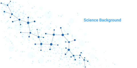 Structure molecule and communication. Dna, atom, neurons. Scientific concept for your design. Connected lines with dots. Medical, technology, chemistry, science background. Vector illustration.