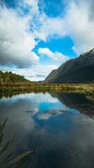 Low shot from Mirror lake to Triangle peaks, Newzealand