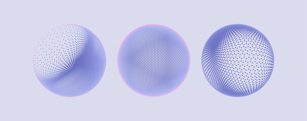 The sphere consisting of points. Global digital connections. Technology concept. Array with dynamic particles. 3D grid design. Vector illustration for science and technology.