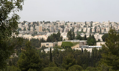 Obraz premium town, panorama, architecture, town, jerusalim landscape, view, old, cityscape, village,, building, greece, travel,, mountain, sky, panoramic, skyline, tourism, hill, athens, landmark, medieval,