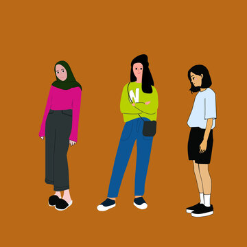 girls vector, types of womenare now stylish, 