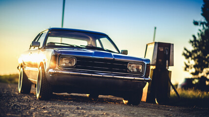 ,  - Oct 24, 2020: Old car at gas station