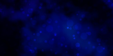 Dark BLUE vector layout with circles, stars.