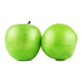 Green apples isolated on the white background, clipping path