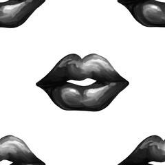Seamless pattern of woman lips, love, kiss. Design for packaging, textiles, wallpaper, postcards.