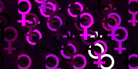 Light Pink vector template with businesswoman signs.