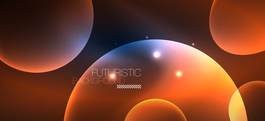 Neon ellipses abstract backgrounds. Shiny bright round shapes glowing in the dark. Vector futuristic illustrations for covers, banners, flyers and posters and other