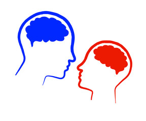 Man's brain and woman's brain on a white background. Symbol. Vector illustration.