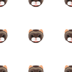Seamless pattern with mink. Mink face. Suitable for backgrounds, postcards, and wrapping paper. Vector.