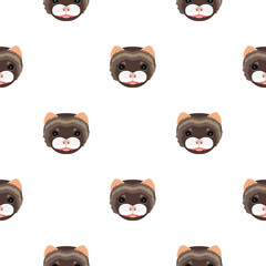 Seamless pattern with mink. Mink face. Suitable for backgrounds, postcards, and wrapping paper. Vector.