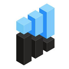 Obraz premium Corporate logo concept. Colored black and blue isometric blocks