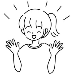 手を上げて喜ぶ女性のイラスト	
