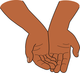 human hands in the gesture of folded open palms top view on a white background isolated